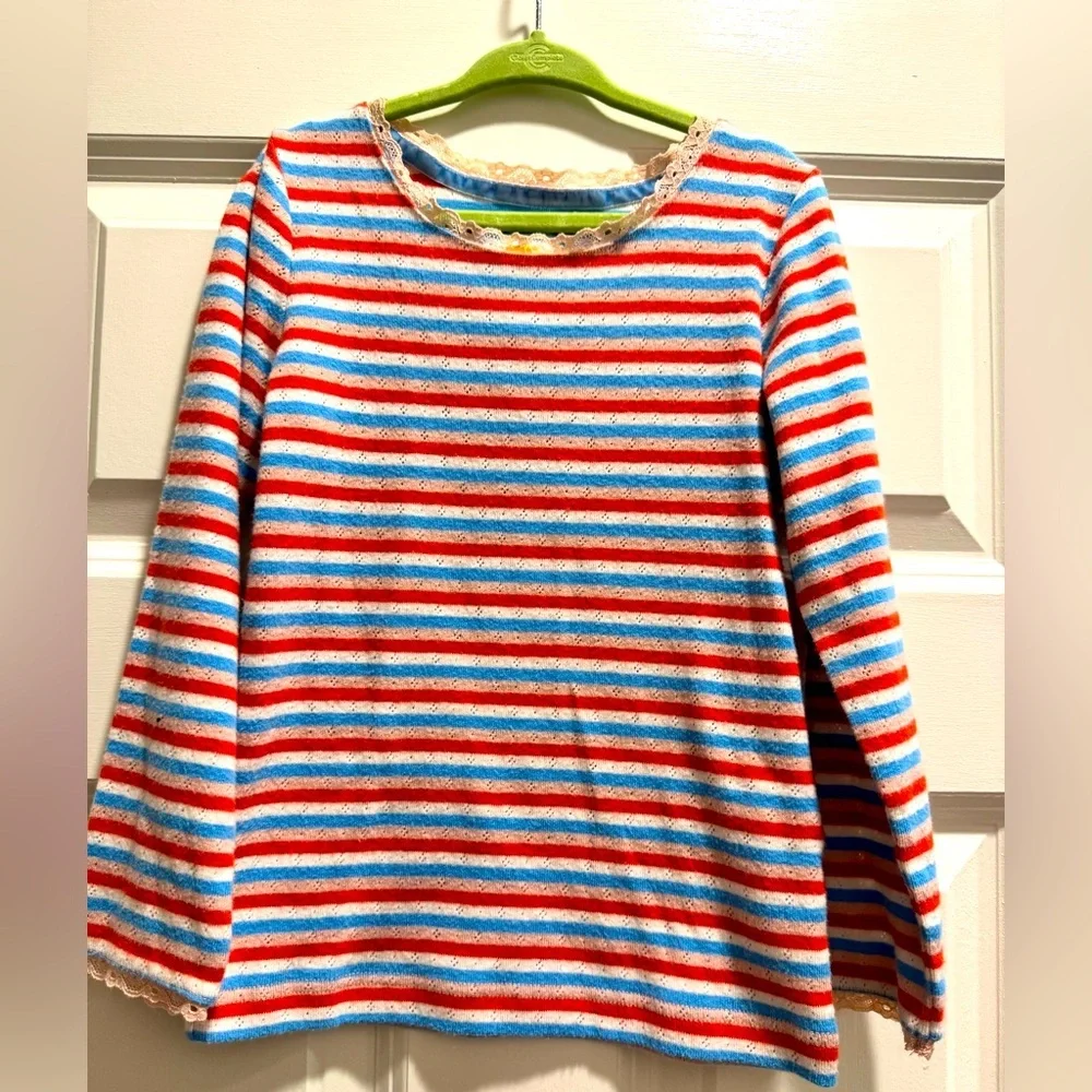 Mini Boden NWT Sz 5-6Y Striped Kids Shirt - Red, Pink, Blue, White, long sleeve